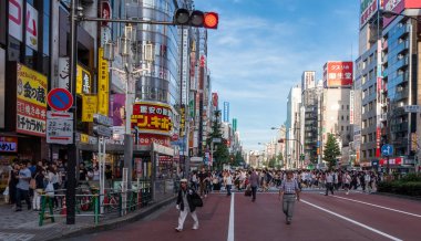 Tokyo, Japonya - 30 Haziran 2018. Kabukicho bölgesinde, Shinjuku karşıya insan kalabalığı.