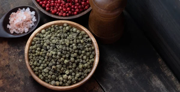 Pipoca Verde Tigela Madeira — Fotografia de Stock