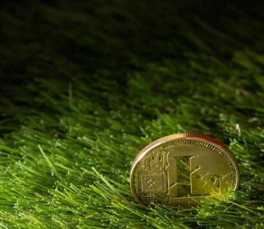 Litecoin yeşil çimenlerin üzerinde