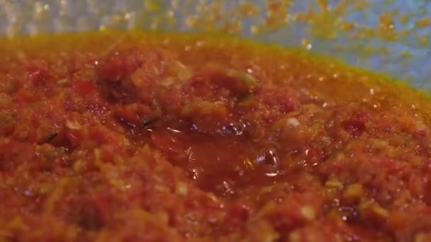 Smažení Chutné Směsi Chilli — Stock video