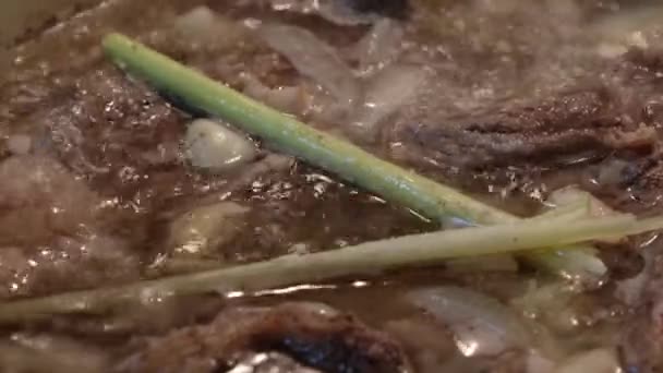 自家製の沸騰スープ ボウル — ストック動画