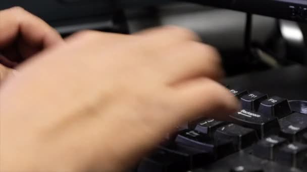 Man Hands Typing Keyboard — Stock Video