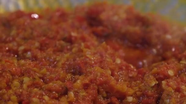 Smažení Chutné Směsi Chilli — Stock video