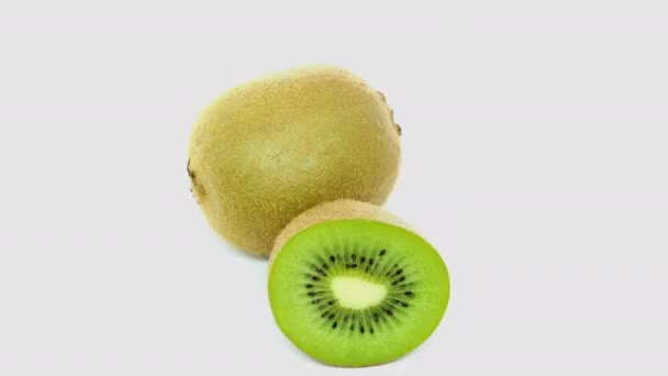 Färsk Kiwi Frukt Vit Bakgrund — Stockvideo