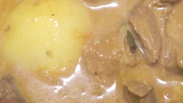 Zelfgemaakte Koken Rundvlees Curry — Stockvideo