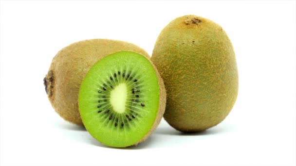 Fruta Kiwi Fresca Sobre Fundo Branco — Vídeo de Stock