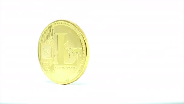 Litecoin Contra Fundo Branco — Vídeo de Stock