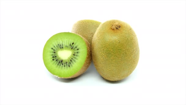 Fruta Kiwi Fresca Sobre Fondo Blanco — Vídeos de Stock