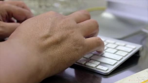 Man Hands Typing Keyboard — Stock Video