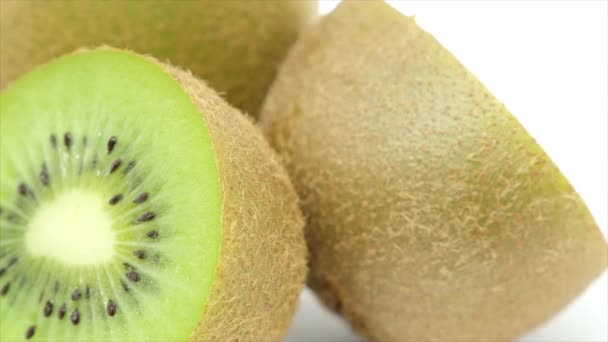 Fresh Kiwi Fruit White Background — Stock Video