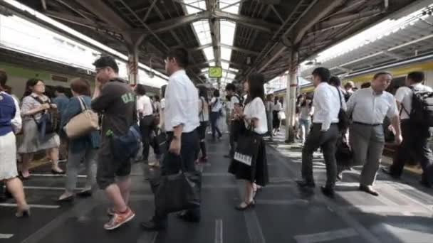 Tokyo Japan Juni 2018 Pendler Japanischen Bahnhof Shinjuku — Stockvideo