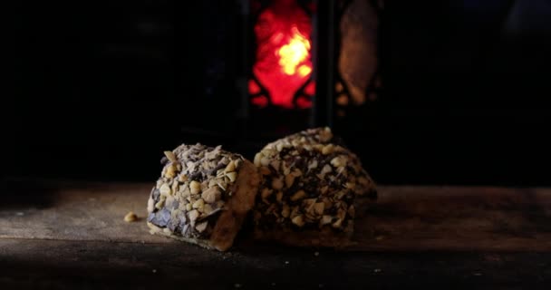 Eid Fitr Malese Biscotti Fatti Casa Sfondo Legno — Video Stock