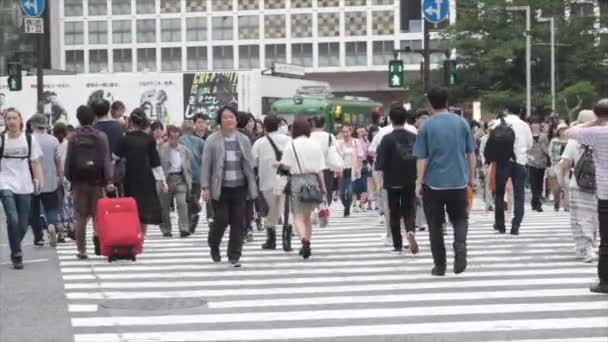 Tokio Japón Junio 2018 Gente Cruzando Calle Shibuya — Vídeos de Stock