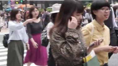 Tokyo, Japonya - 30 Haziran 2018. Turistler ve yerliler için Shinjuku sokakta geçerken.