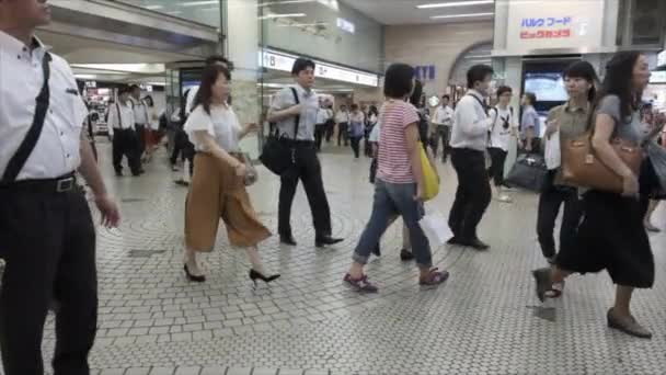 Tokyo Japan Juni 2018 Pendler Japanischen Bahnhof Shinjuku — Stockvideo