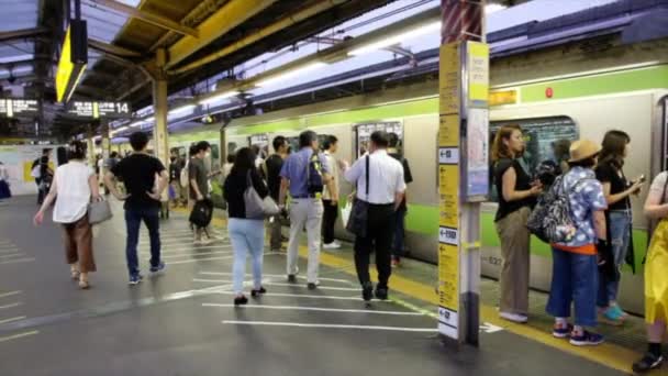 Tokyo Giappone Giugno 2018 Pendolari Giappone Stazione Ferroviaria — Video Stock