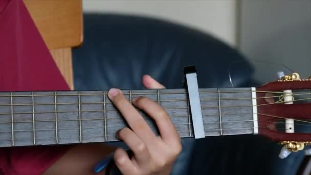 Hombre Tocando Guitarra Músico Masculino — Vídeo de stock