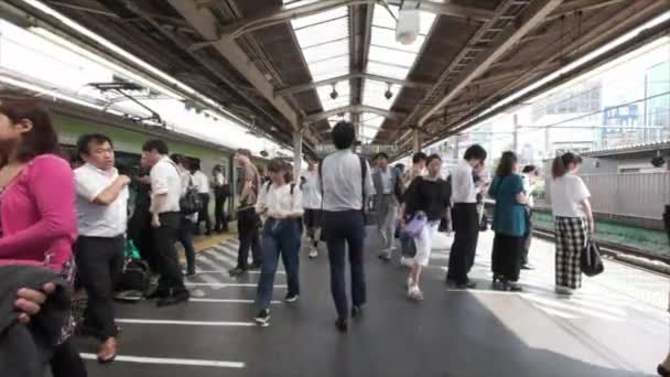 Tokyo Japan Juni 2018 Pendler Japanischen Bahnhof Shinjuku — Stockvideo