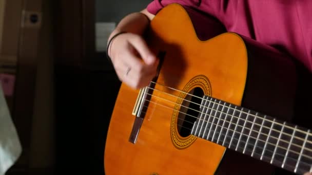 Mann Spielt Gitarre Männlicher Musiker — Stockvideo