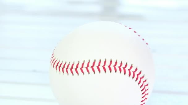 Pelota Béisbol Mesa Con Espacio Copia — Vídeos de Stock