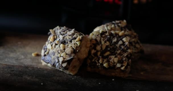 Eid Fitr Malese Biscotti Fatti Casa Sfondo Legno — Video Stock