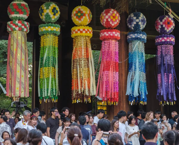 Tokyo Japan Juli 2018 Tanabata Papier Turbular Streamer Opknoping Aan — Stockfoto