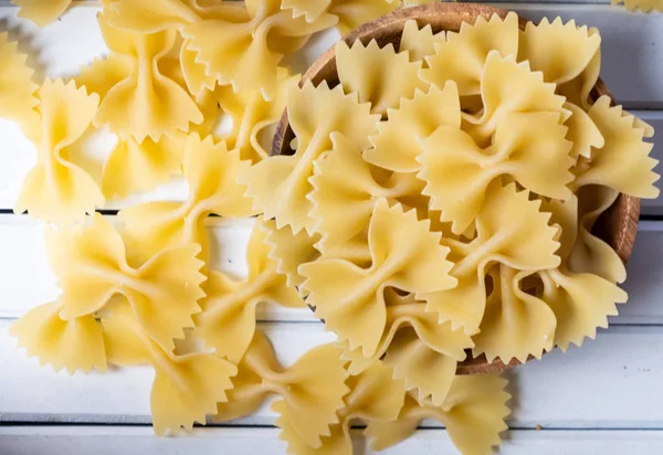 Dried Farfalle Pasta Wooden Background — Stock Photo, Image