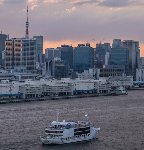 Stadssilhuetten Över Tokyo Stadsbild Solnedgången — Stockfoto