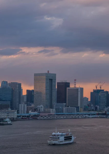 Stadssilhuetten Över Tokyo Stadsbild Solnedgången — Stockfoto