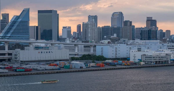 Vue Ligne Horizon Paysage Urbain Tokyo Coucher Soleil