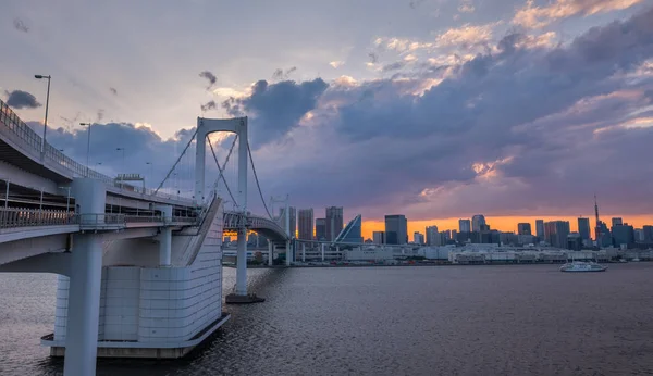 Stadssilhuetten Över Tokyo Stadsbild Solnedgången — Stockfoto