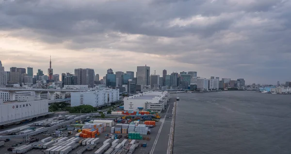 Stadssilhuetten Över Tokyo Stadsbild Solnedgången — Stockfoto