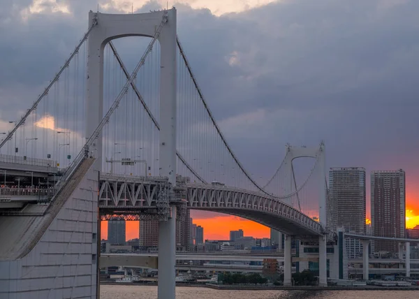 Stadssilhuetten Över Tokyo Stadsbild Solnedgången — Stockfoto