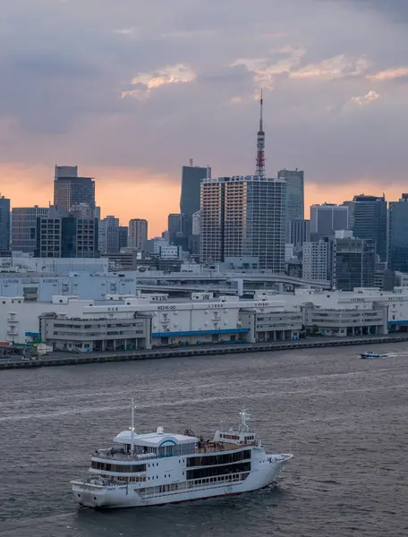 Stadssilhuetten Över Tokyo Stadsbild Solnedgången — Stockfoto