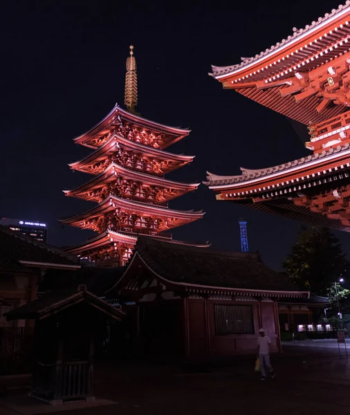 Tokyo Japon Août 2018 Pagida Terrain Temple Sensoji Nuit Dans — Photo