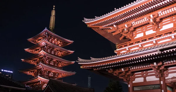 Tokyo Giappone Agosto 3Rd 2018 Pagida Tempio Sensoji Terra Notte — Foto Stock