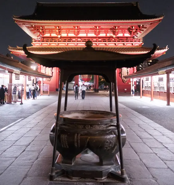 Toquio Japão Agosto 3Rd 2018 Turista Terreno Templo Sensoji Noite — Fotografia de Stock