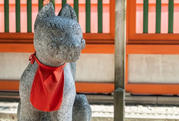 Fukuoka Японія Серпня 2018 Кішка Статуя Монастирі Чікузен Ічіномія Сумійоші — стокове фото