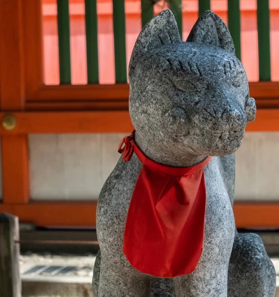 Fukuoka Japonia Sierpnia 2018 Kot Jak Statua Chikuzen Ichinomiya Sumiyoshi — Zdjęcie stockowe