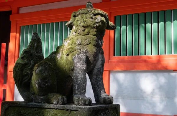 Komainu Nebo Pes Socha Lva Šintoistická Svatyně Fukuoka Japonsko — Stock fotografie