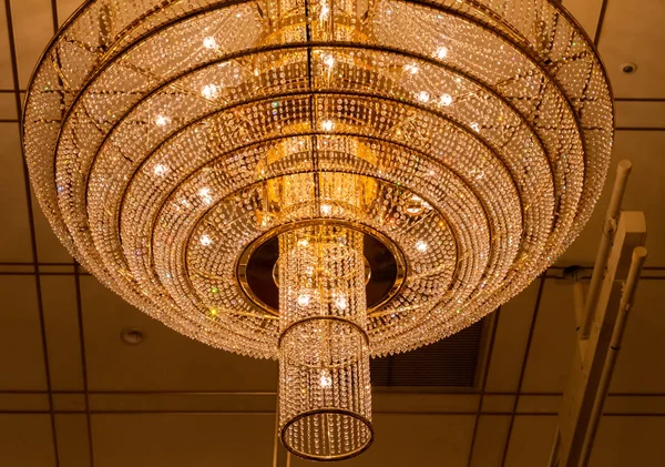 Huge Illuminated Chandelier Hanging Ceiling — Stock Photo, Image