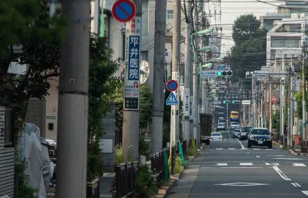Tokio Japan Augustus 2018 Verkeer Weg Bij Een Suburbane Wijk — Stockfoto