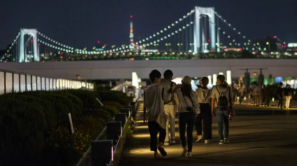 Tokyo Giappone Agosto 2018 Persone Che Camminano Odaiba Percorso Piedi — Foto Stock