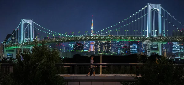 Tokyo Giappone Agosto 2018 Tokyo Raonbow Bridge Notte — Foto Stock