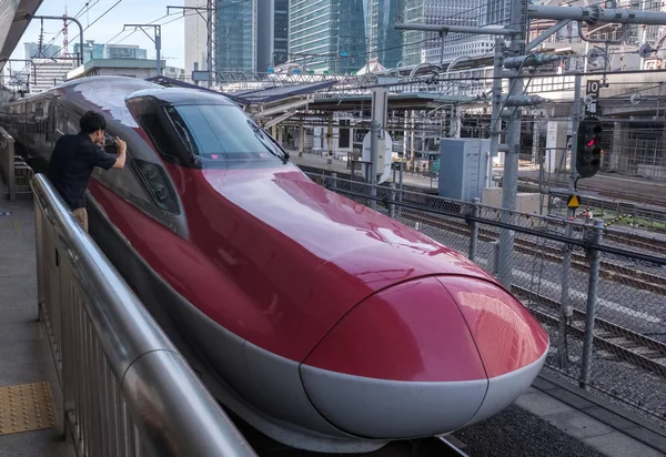 Tokio Japón Agosto 2018 Tren Bala Alta Velocidad Plataforma Estación — Foto de Stock