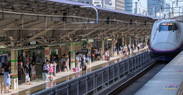 Tokyo Japan August 17Th 2018 High Speed Bullet Train Arriving — Stock Photo, Image