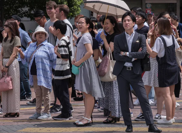 Toquio Japão Agosto 2018 Pedestre Esperando Para Atravessar Rua Shibuya — Fotografia de Stock