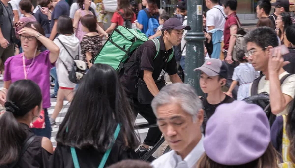 Toquio Japão Agosto 2018 Uber Come Ciclista Pela Rua Shibuya — Fotografia de Stock