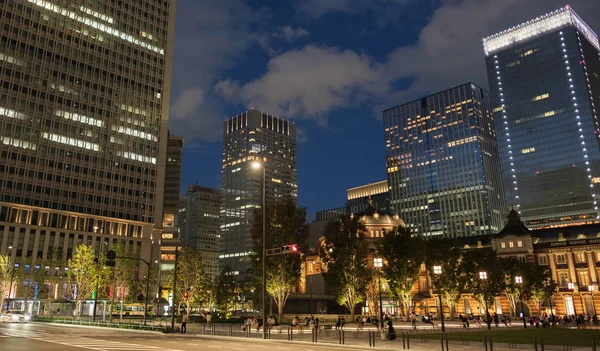 Tokyo Japan September 2018 Tokyo Railway Station Plaza Building Upplyst — Stockfoto