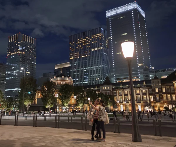 Tokyo Japan September 2018 Tokyo Railway Station Plaza Building Upplyst — Stockfoto